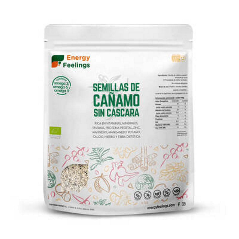 Sementes de Cânhamo Sem Casca BIO (1 kg) ENERGY FEELINGS Sementes de Cânhamo Sem Casca, biológicas, sem glúten