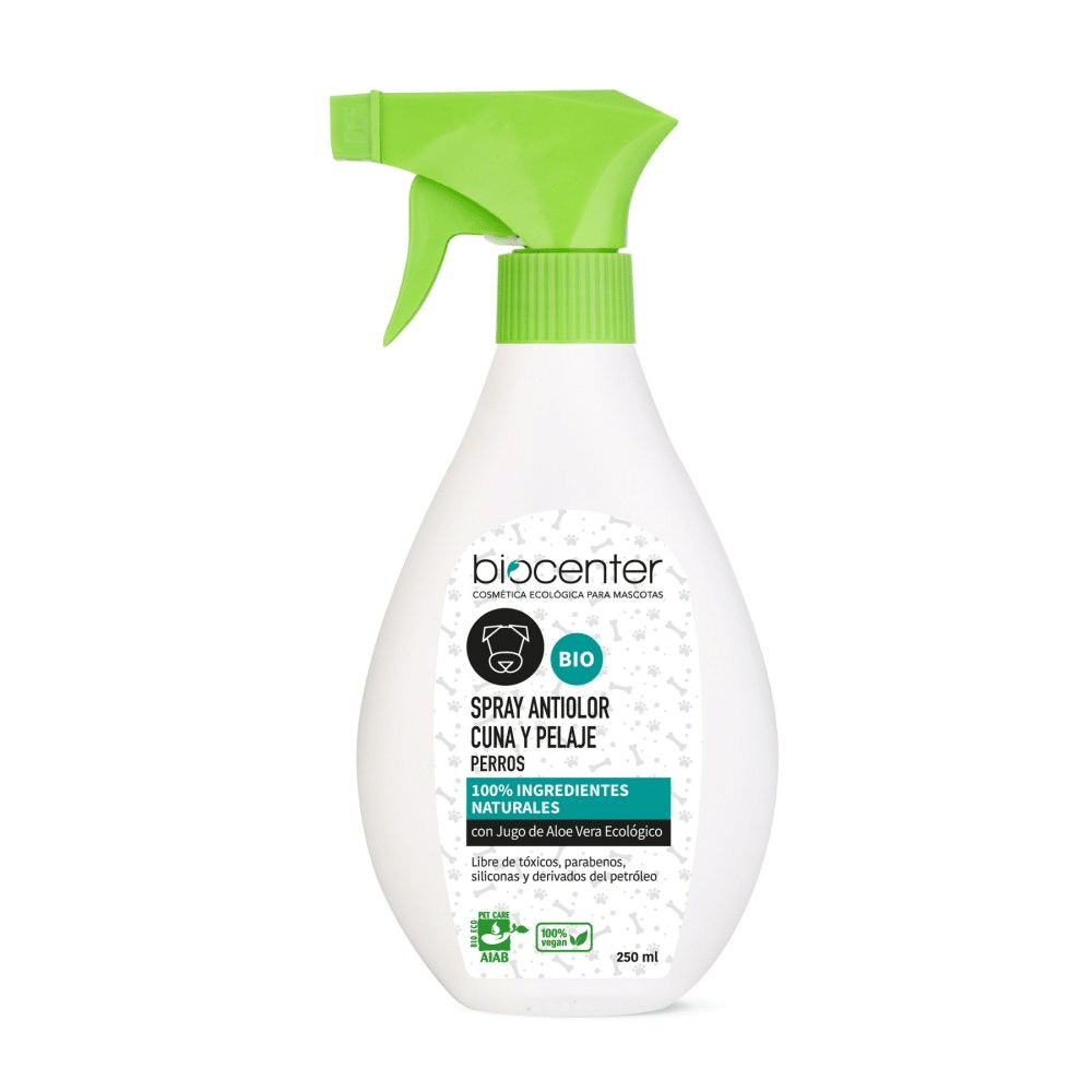 Spray Elimina Odores Cães Pelo e Cama 250 ml Biocenter Spray Anti-odor para Cães, vegan, biológico