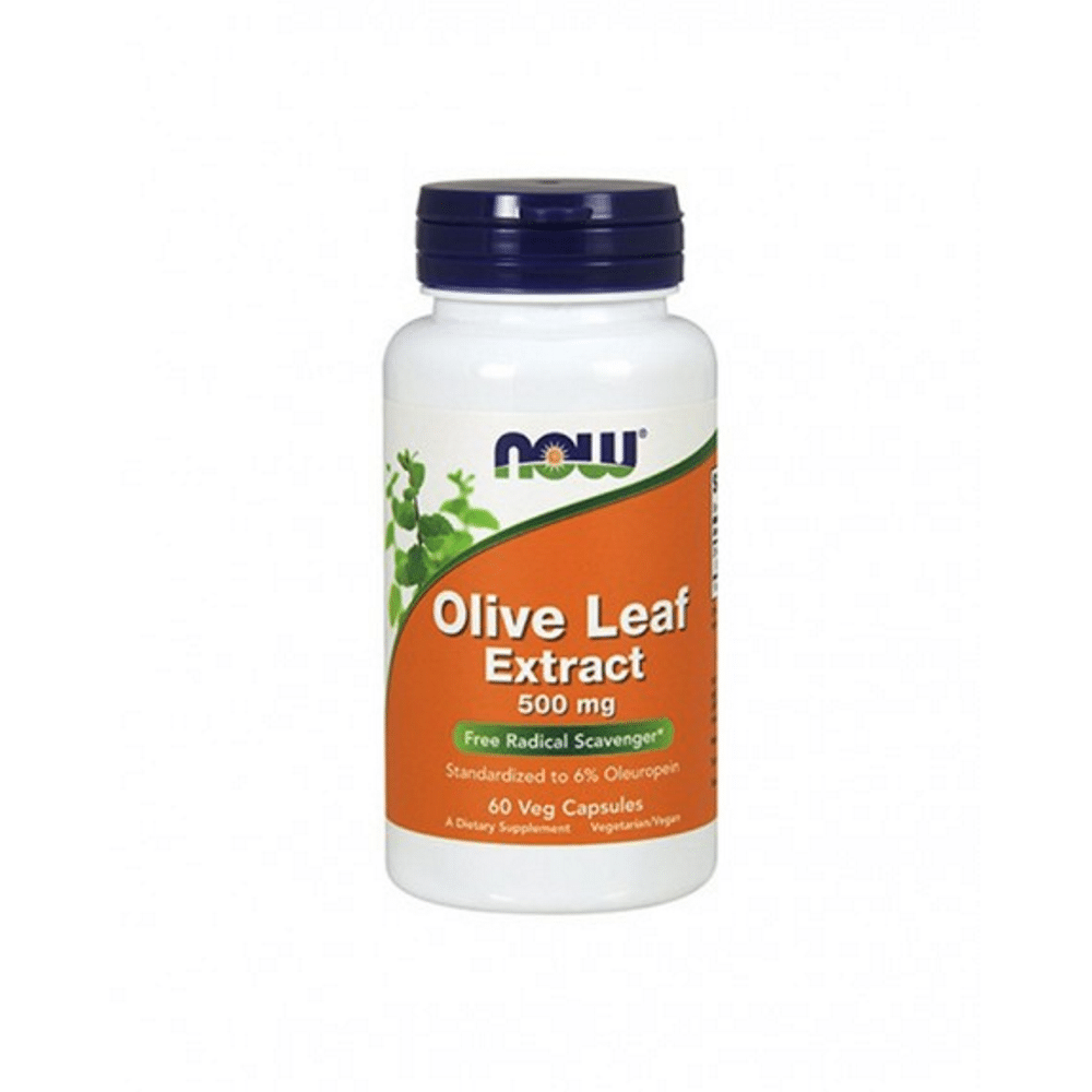 Olive Leaf Extract 500mg 60 Cápsulas vegetais NOW Olive Leaf Extract, suplemento alimentar vega e vegetariano