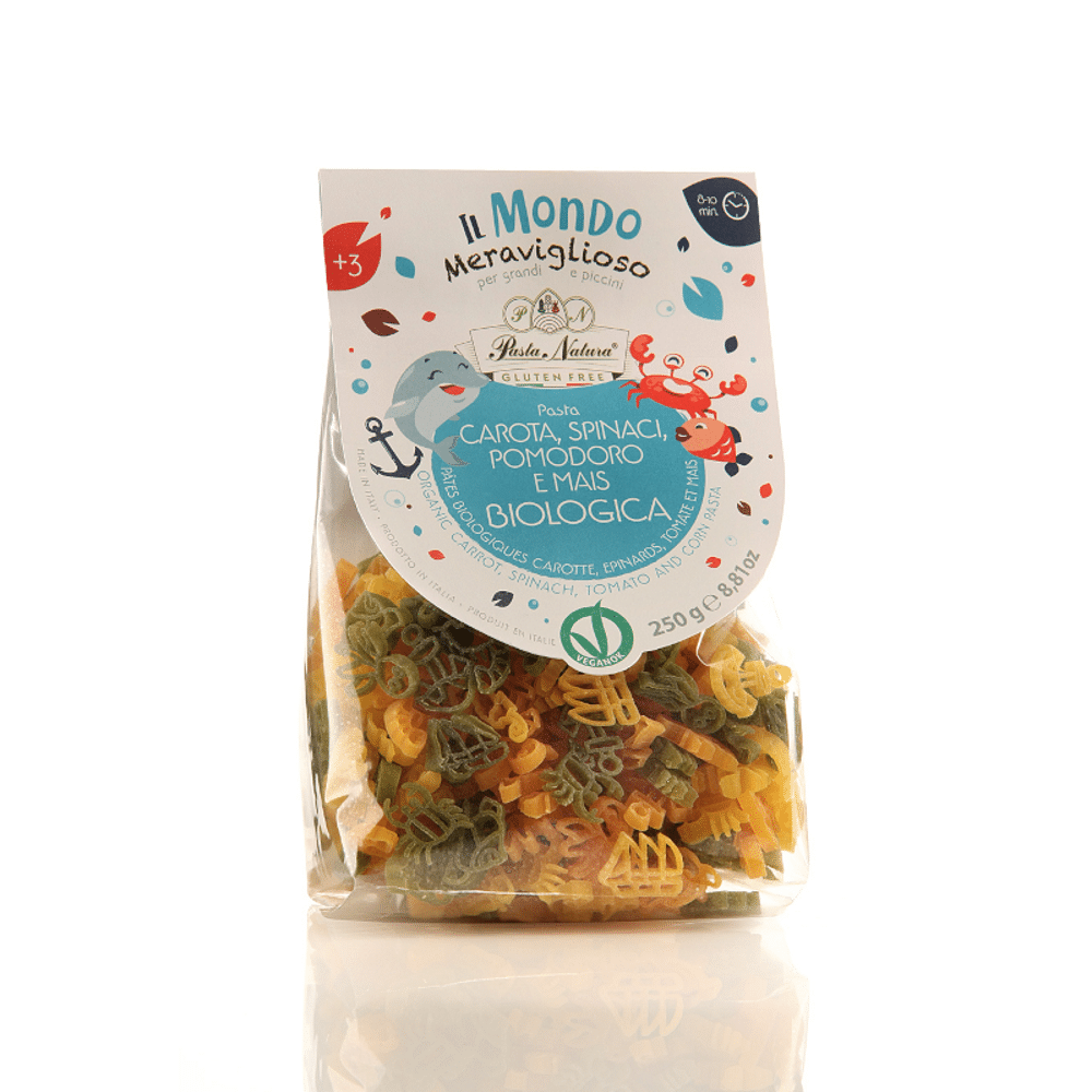 Massa Fantasia fundo mar vegetal bio SG 250g Pasta Natura Massa Vegetal Fantasia Fundo do Mar, ingredientes biológicos, sem glúten, vegan