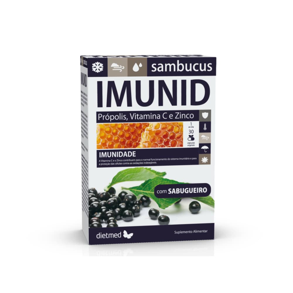 Imunid Sambucus 30 capsulas Dietmed Imunid Sambucus, suplemento alimentar sem glúten, sem lactose
