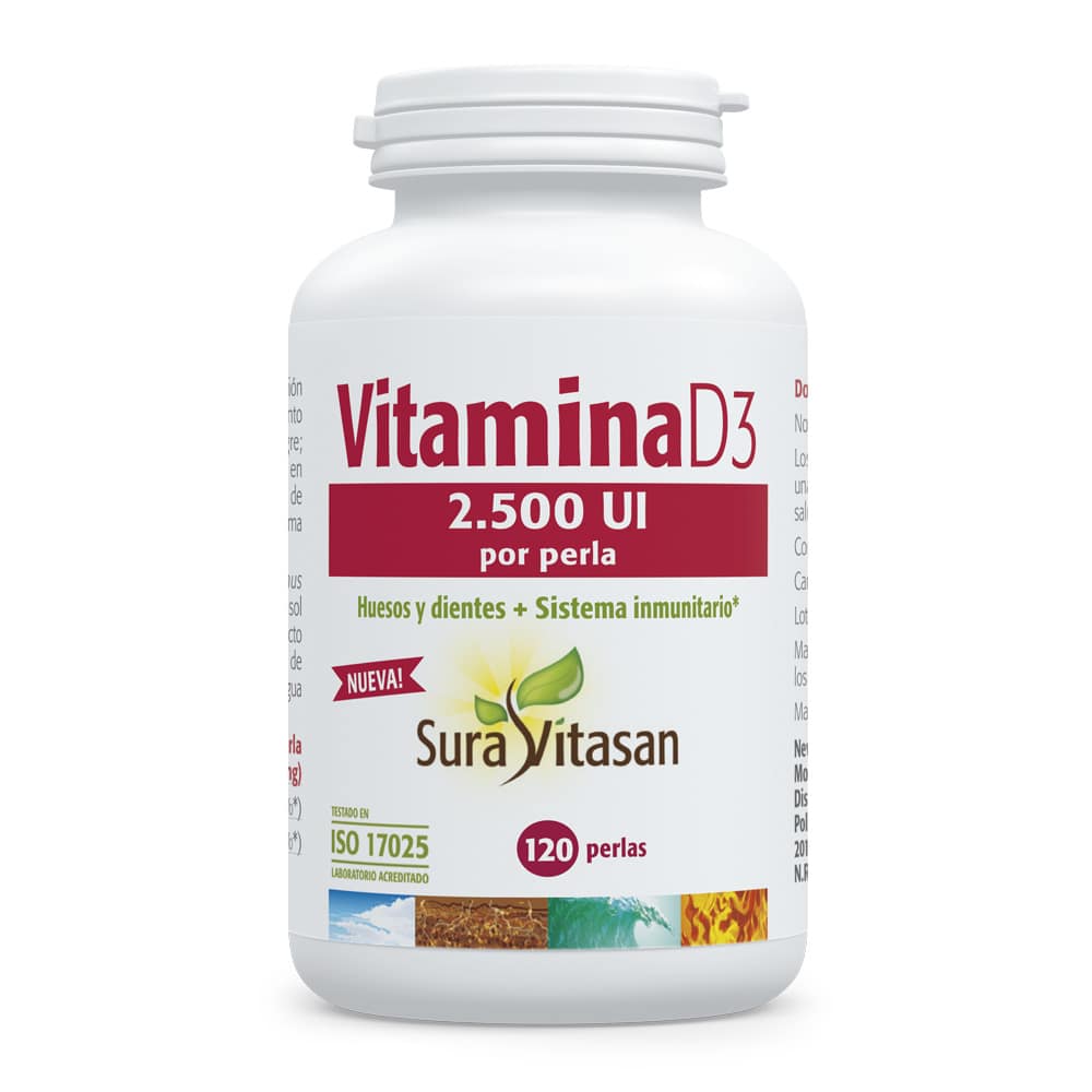 Vitamina D3 2500UI 120 capsulas moles Suravitasan Vitamina D3 2500UI