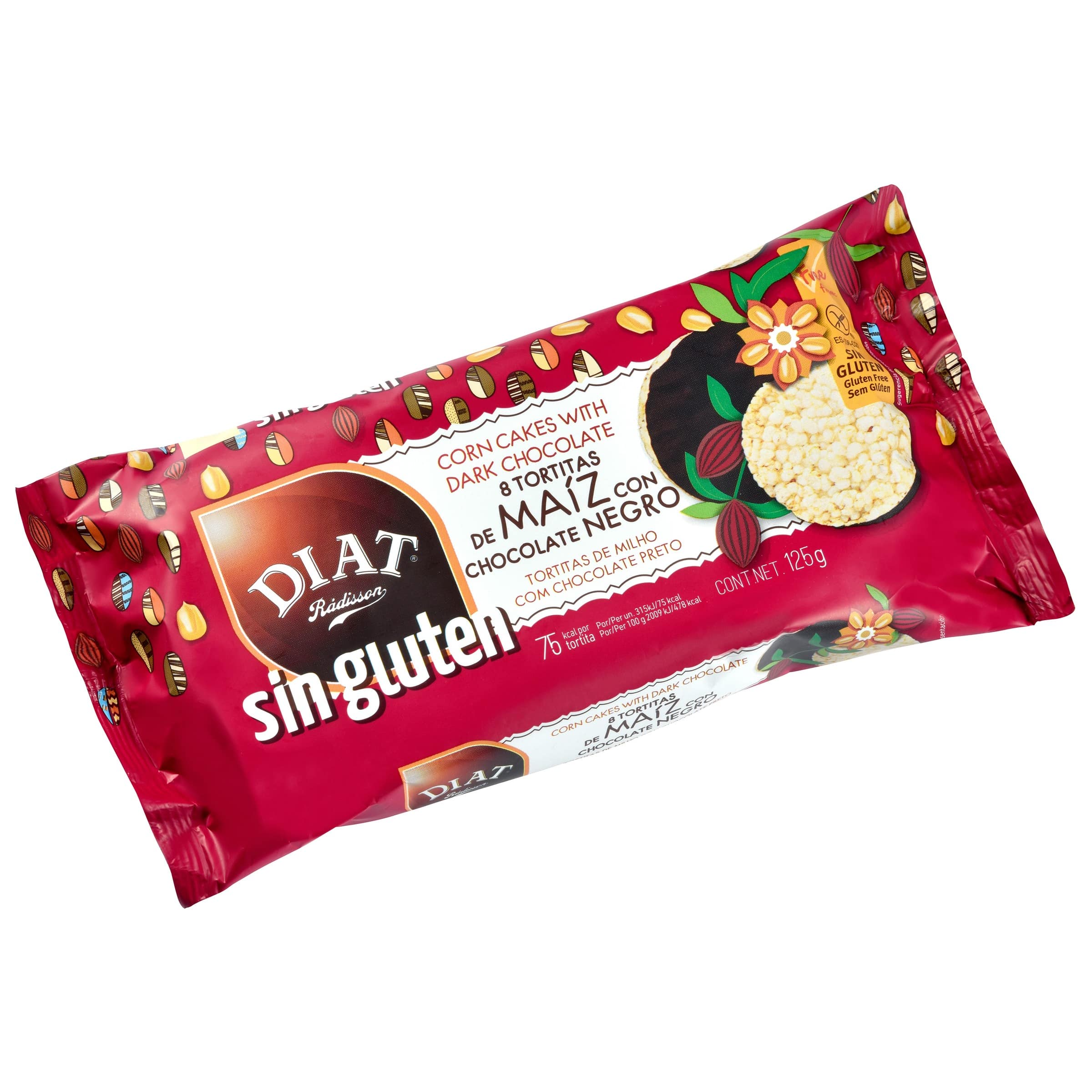 Tortitas de milho com chocolate preto vegan 125g DIAT Radisson Tortitas de milho com chocolate preto vegan - Image 1