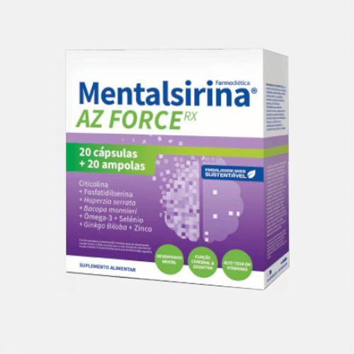 Mentalsirina AZ Rx Force 20 Amp + 20 Caps Farmodietica Mentalsirina AZ Force RX, suplemento alimentar para o cérebro