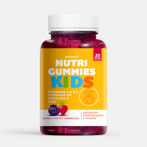 Nutrigummies kids 30 gomas sabor frutos vermelhos Nutriwell Nutrigummies Kids com sabor a frutos vermelhos, para vegans e vegetarianos
