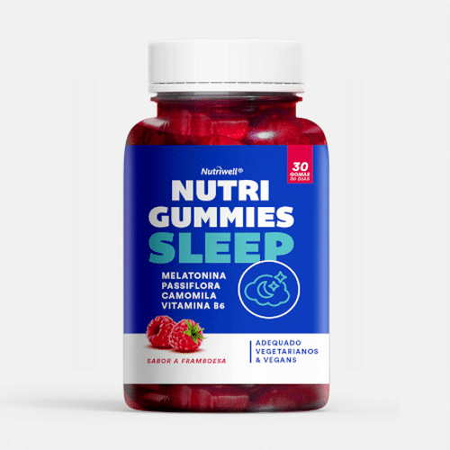 Nutrigummies sleep 30 gomas sabor framboesa Nutriwell Nutrigummies Sleep, sabor a framboesa, para vegans e vegetarianos
