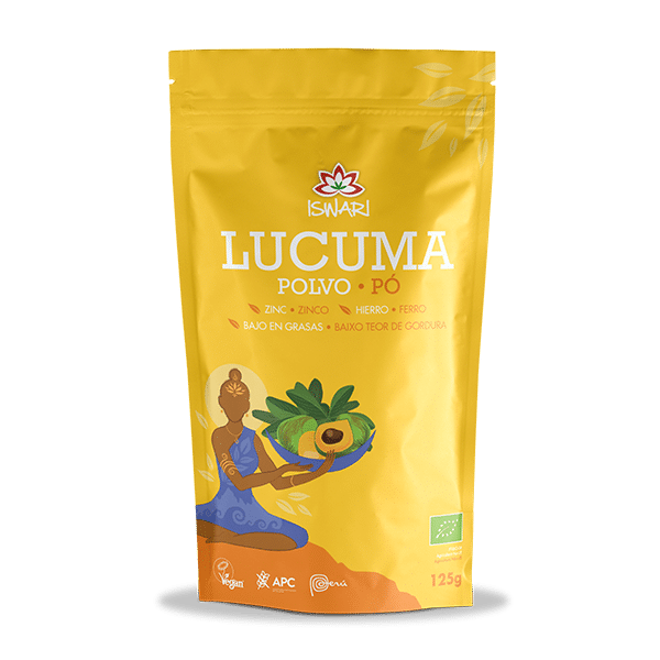 lucuma po 125g bio frente iswari Lucuma em Pó Bio, sem glúten, vegan
