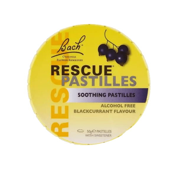 RESCUE PASTILHAS SUAVIZANTES Rescue Pastilhas sabor a Groselha Preta, sem álcool