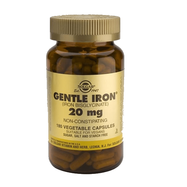 gentle iron Ferro 20 mg, suplemento alimentar sem açúcar, sem glúten, sem sal, vegan
