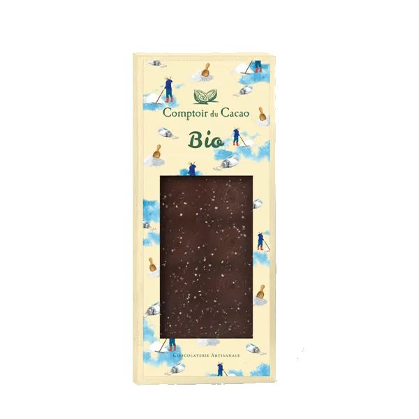 Chocolate preto 72% e flor de sal Bio 90gr Comptoir du Cacao Chocolate Preto com Flor de Sal, biológico