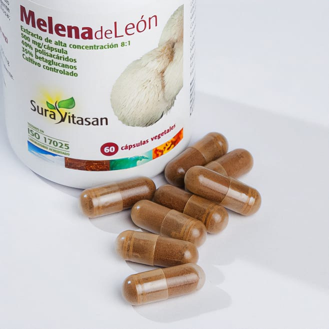 Juba de leao 60 capsulas vegetais Suravitasan capa Juba de Leão