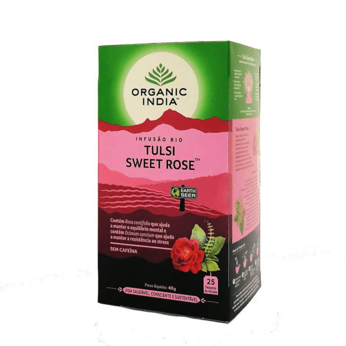 tulsi sweet rose 25saq organic india Tulsi Sweet Rose, biológico, sem glúten