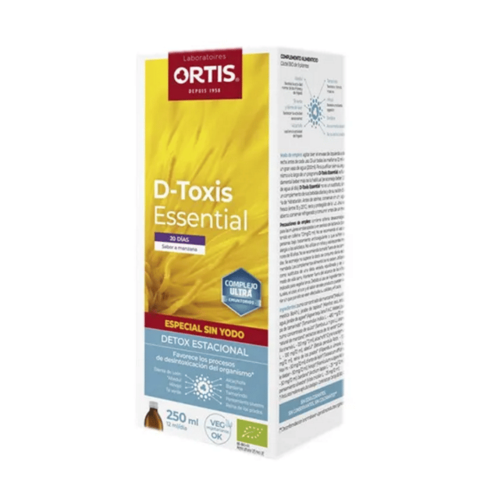 D-Toxis Essential Sem Iodo Maça 250ml Ortis D-Toxis Essential, com ingredientes biológicos