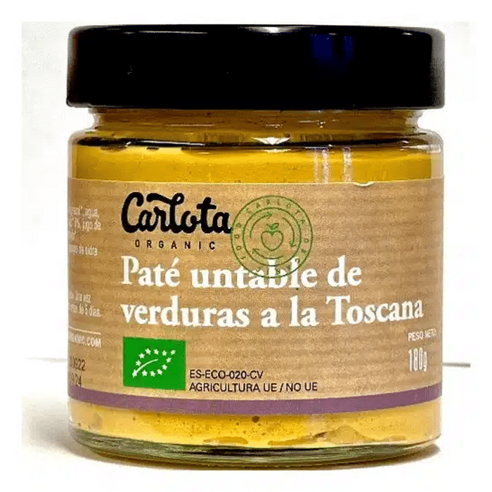 Paté de verduras à toscana Bio Carlota Organic Paté de Verduras à Toscana contém ingredientes de origem biológica