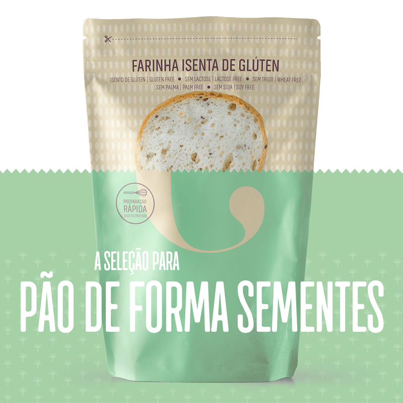 pão forma capa Farinha Pão de Forma Sementes, sem glúten, sem lactose