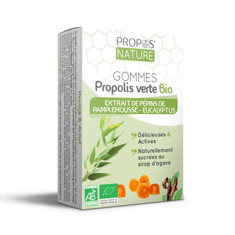 gommes de propolis bio miel, eucalyptus Gomas de Própolis Verde - EPT e Eucalipto, biológico, sem açúcar