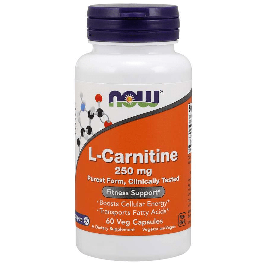 L-carnitine 250mg now L-Carnitine 250mg, suplemento alimentar vegan e vegetariano