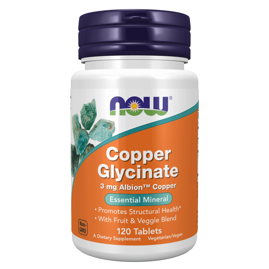 Copper Glycinate (cobre glicinato) 120 comprimidos now produto 1 Copper Glycinate