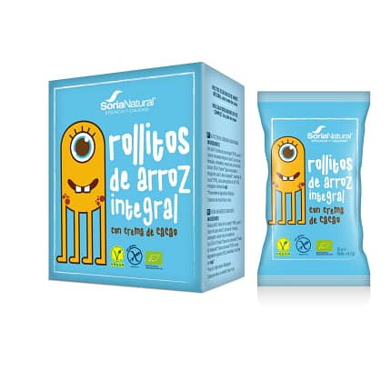 Rolitos de Arroz Integral com Creme de Cacau Soria Natural Bolachas Alimentação Vegan Biológico