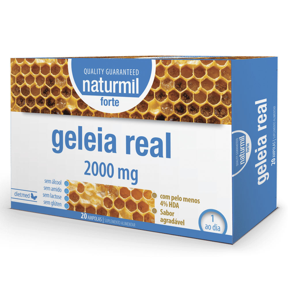 Geleia Real 2000mg, suplemento alimentar sem álcool, sem amido, sem glúten, sem lactose
