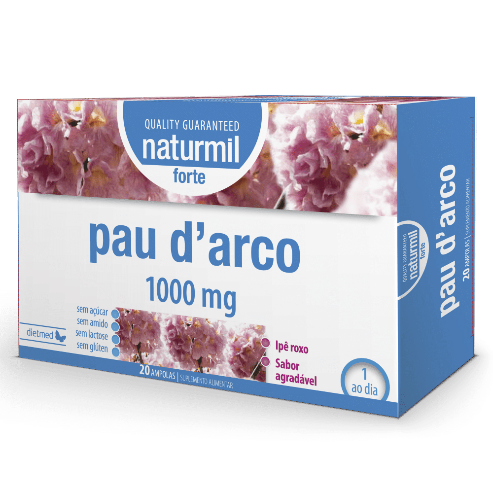 Pau d'Arco 1000mg, suplemento alimentar sem açúcar, sem amido, sem glúten, sem lactose, vegan