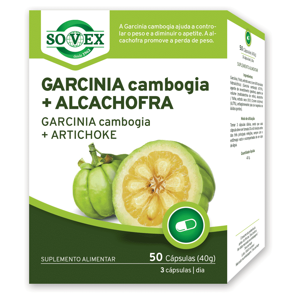 Garcinia-cambogia-Alcachofra-suplemento-sovex Garcinia Cambogia + Alcachofra, suplemento alimentar sem glúten, sem lactose