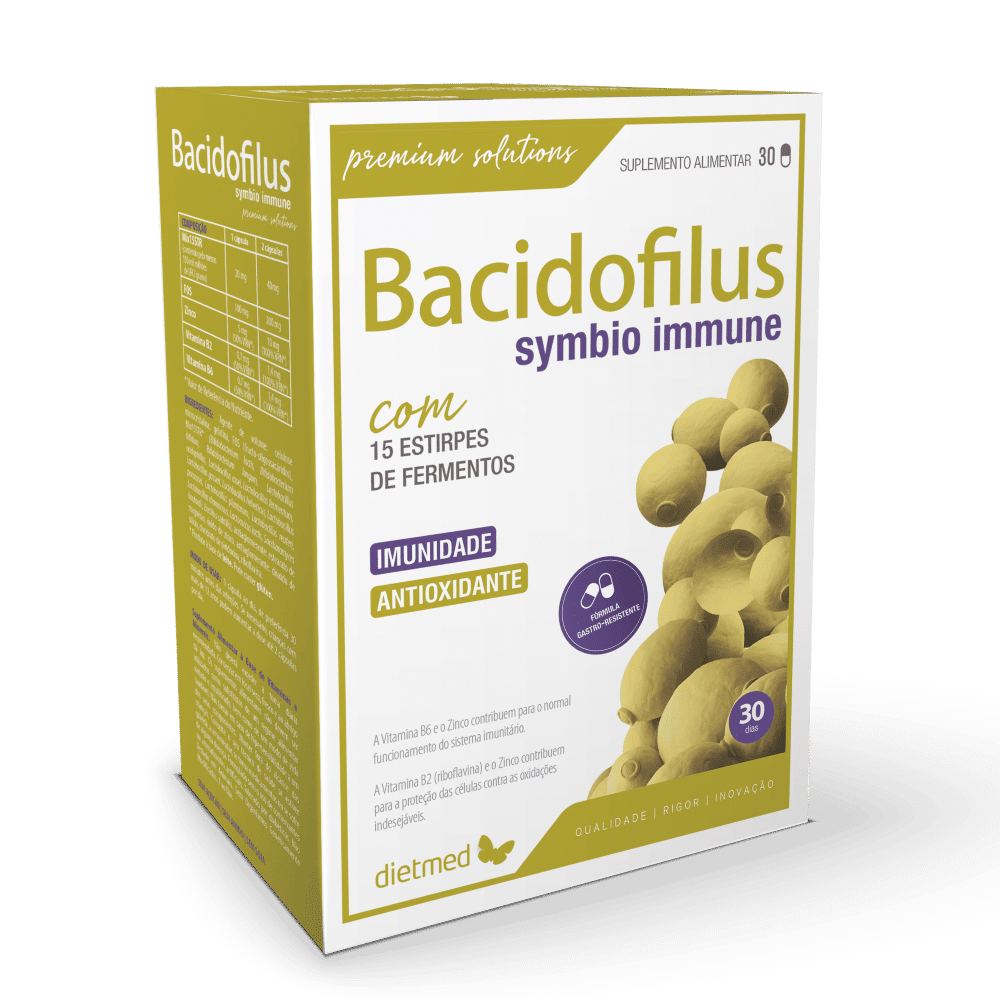 Bacidofilus Symbio Immune Bacidofilus Symbio Immune, suplemento alimentar sem açúcar