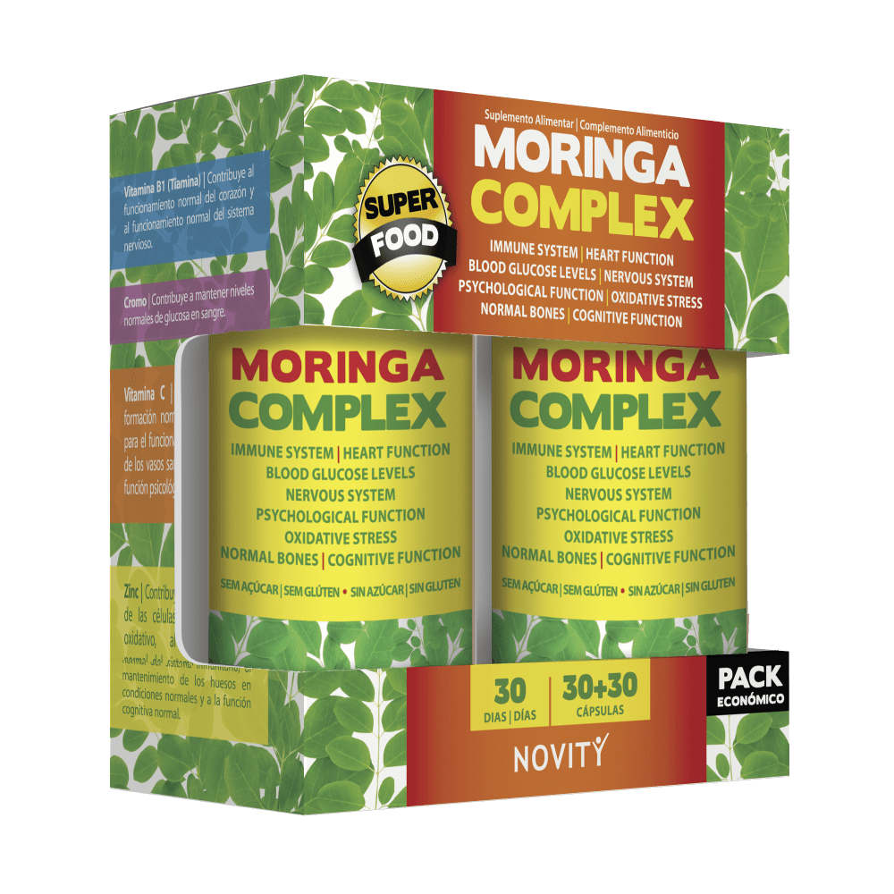 Moringa Complex Caps Moringa Complex 30+30, suplemento alimentar sem açúcar, sem álcool, sem glúten