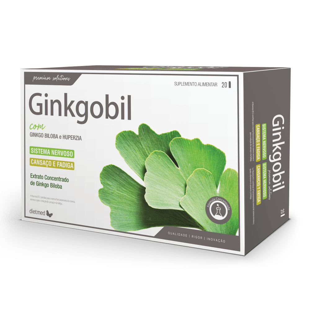 Ginkgobil 20 Ampolas dietmed Ginkgobil Ampolas, suplemento alimentar sem glúten