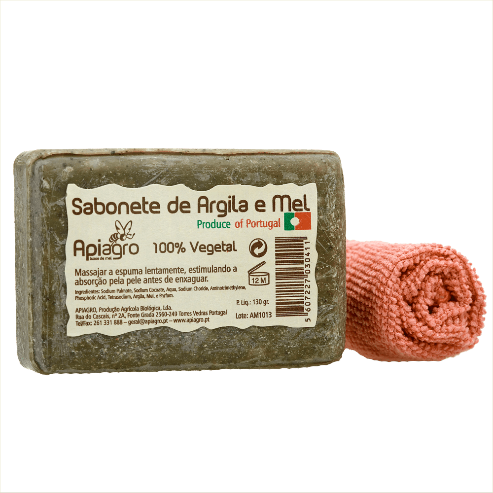 Sabonete de Argila e Mel com Toalha Apiagro Sabonete de Argila e Mel