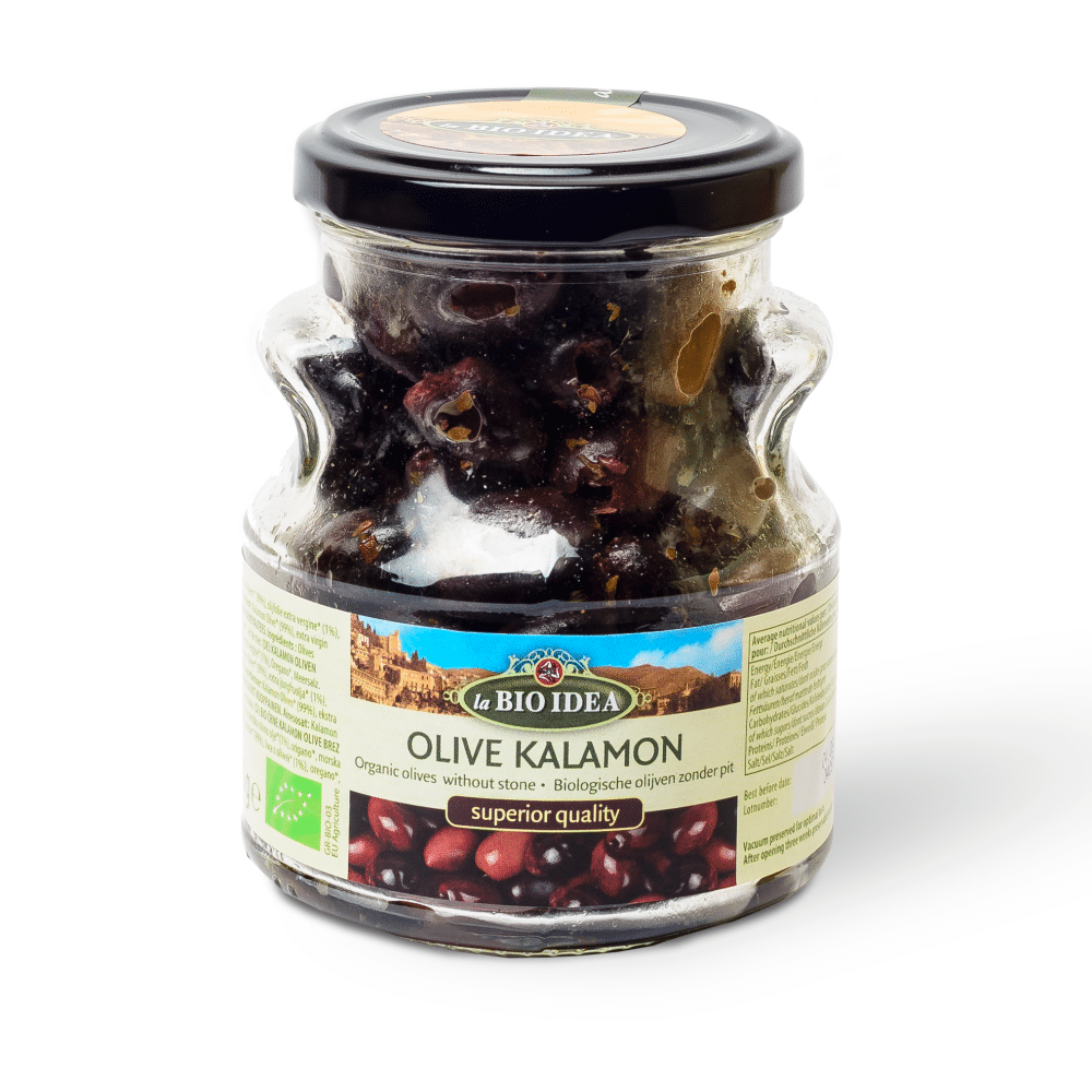 Azeitonas Kalamata S Caroço BIO La Bio Idea 180g Azeitonas Kalamata Sem caroço, biológicas