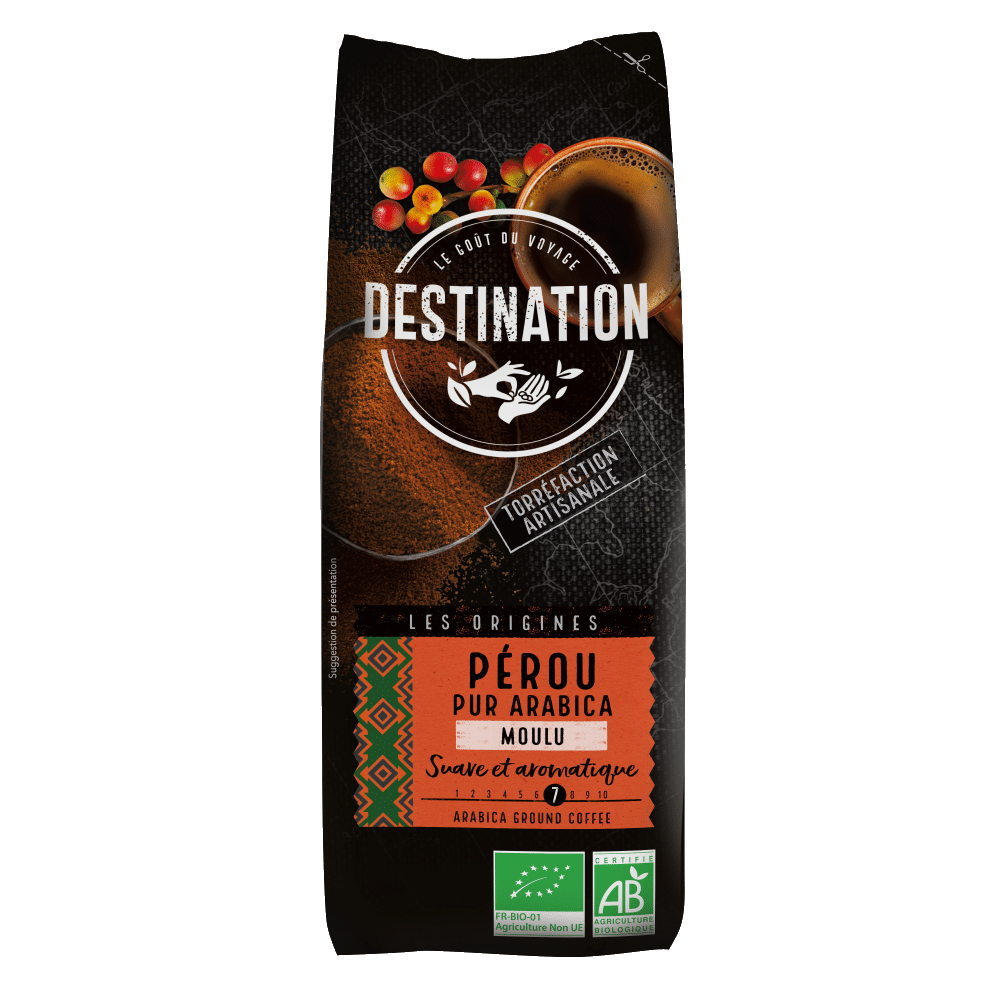Café Peru- Puro Arábica moído BIO DESTINATION 250g Café Peru - Puro Arábica Moído, biológico