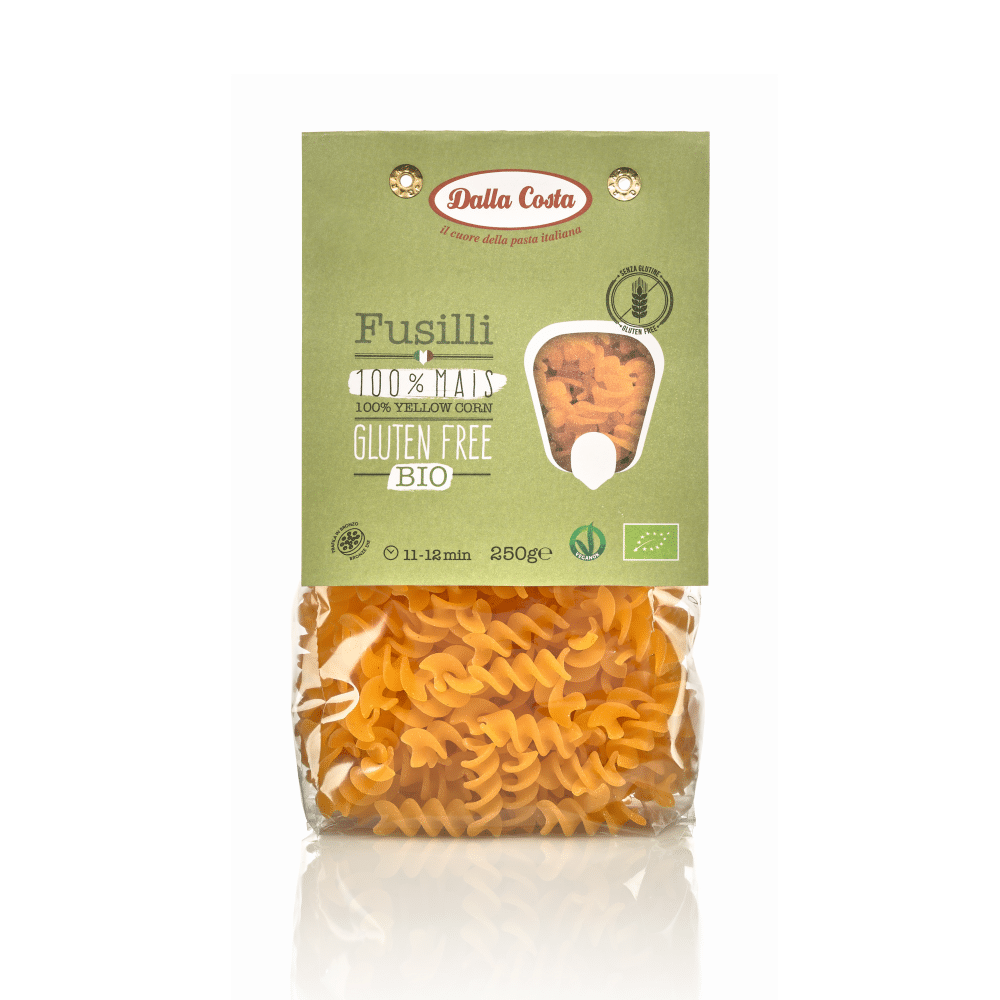 Fusilli de Milho SGlúten BIO 250g Fusilli de Milho, biológico, sem glúten, vegan