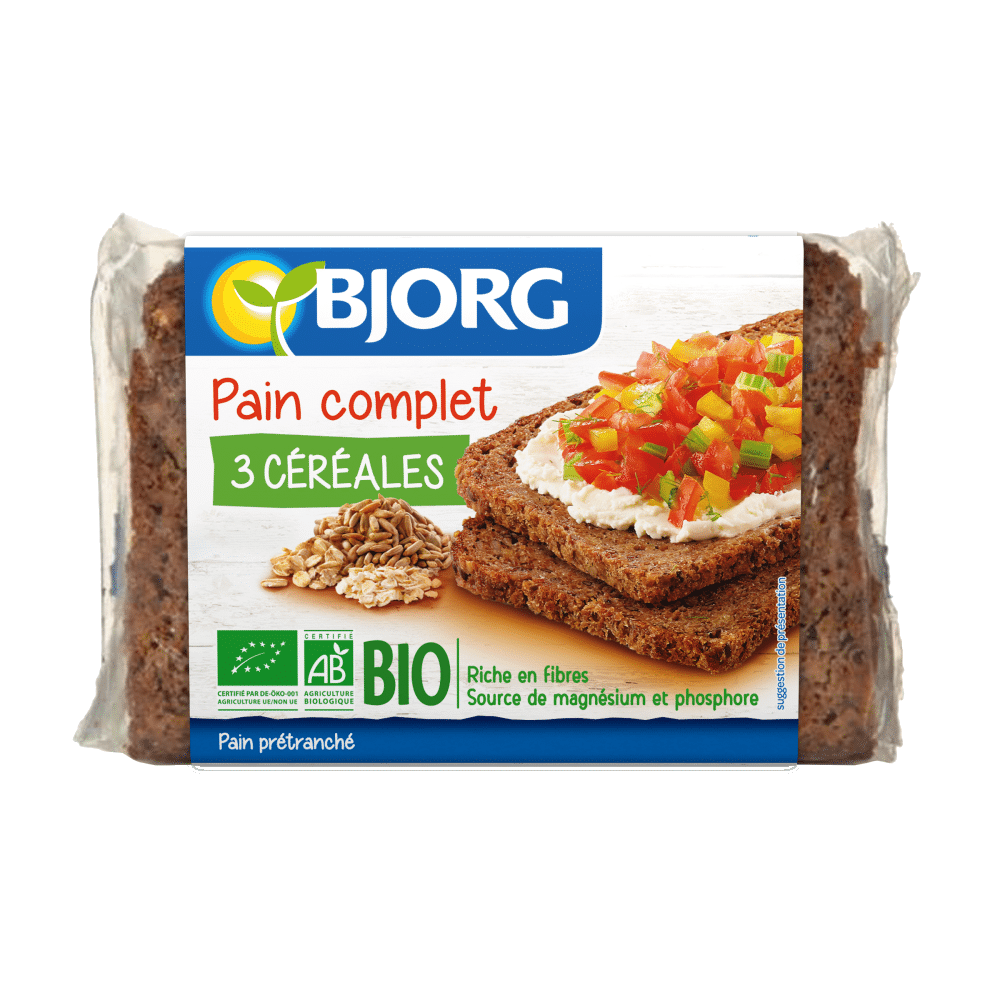 Pão 3 Cereais BIO BJORG 500g Pão 3 Cereais, biológico