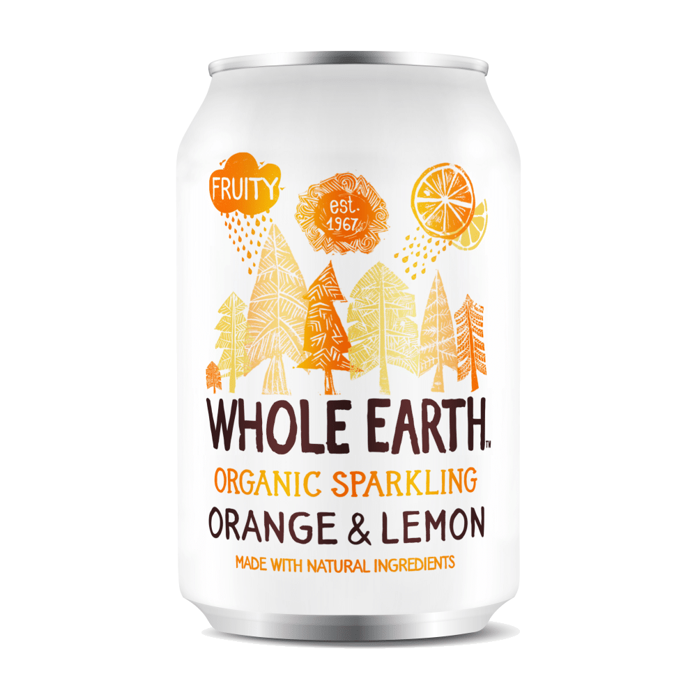 Refrigerante Laranja&Limão saçúcar BIO WHOLE EARTH 330ml Refrigerante Laranja e Limão sem Açúcar