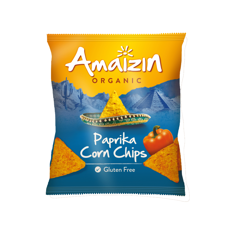 Tiras de Milho Paprika BIO AMAIZIN 75g Tiras de Milho Paprika, biológicas, sem glúten