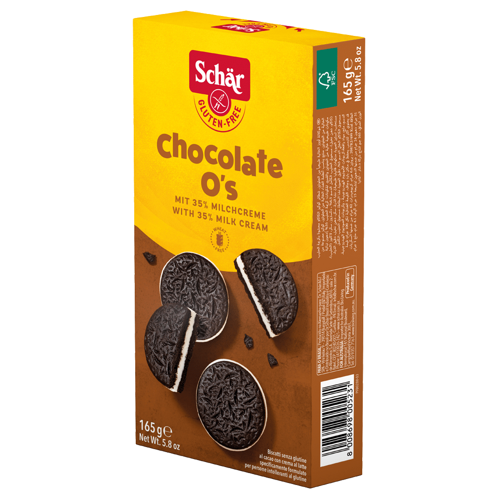 Bolacha Disco Ciok Cacau 165gr Schar SG Bolachas de Cacau com Recheio de Creme de Leite, sem glúten
