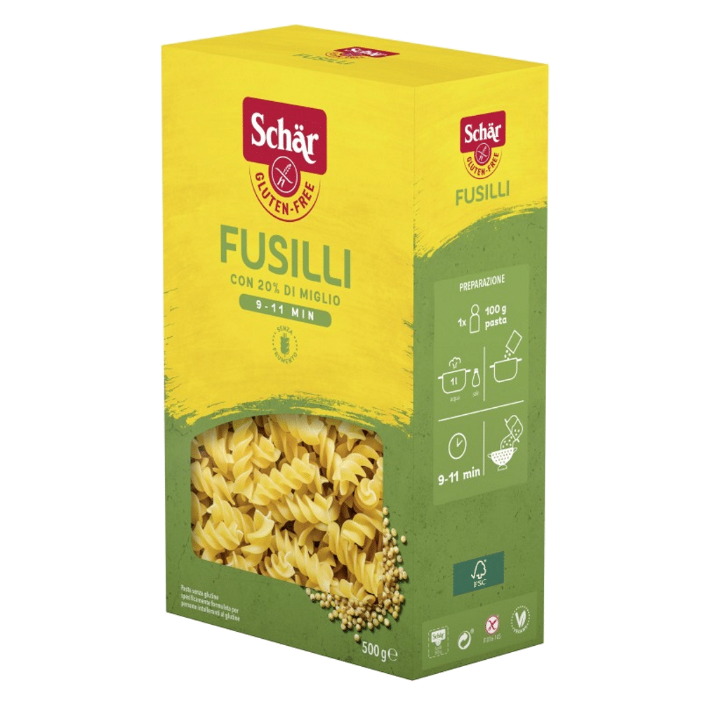 Massa Fussili Schar 500gr SG Massa Fusili, sem glúten