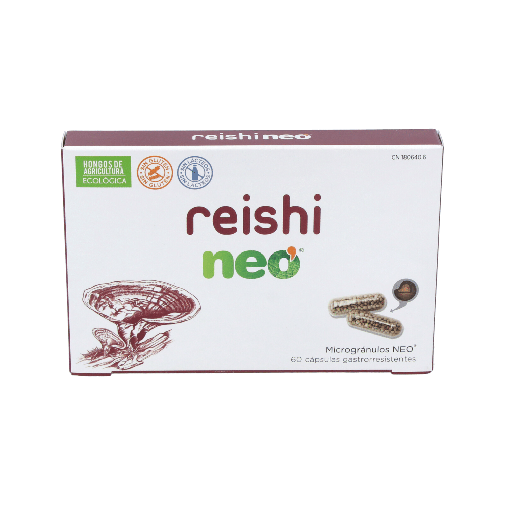 Reishi Neo 60 Caps Reishi Neo, suplemento alimentar biológico, sem glúten, sem lactose