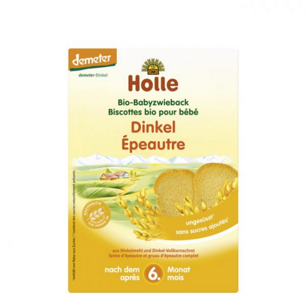 Tostas de Trigo Espelta 6M Holle 200gr Tostas de Trigo Espelta, com ingredientes biológicos