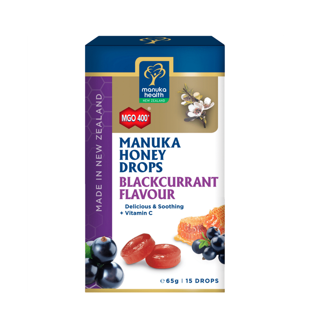 Rebuçados de mel de manuka e groselha negra 65g MGO400+ Manuka Health Rebuçados de Mel de Manuka e Groselha Negra MGO 400+