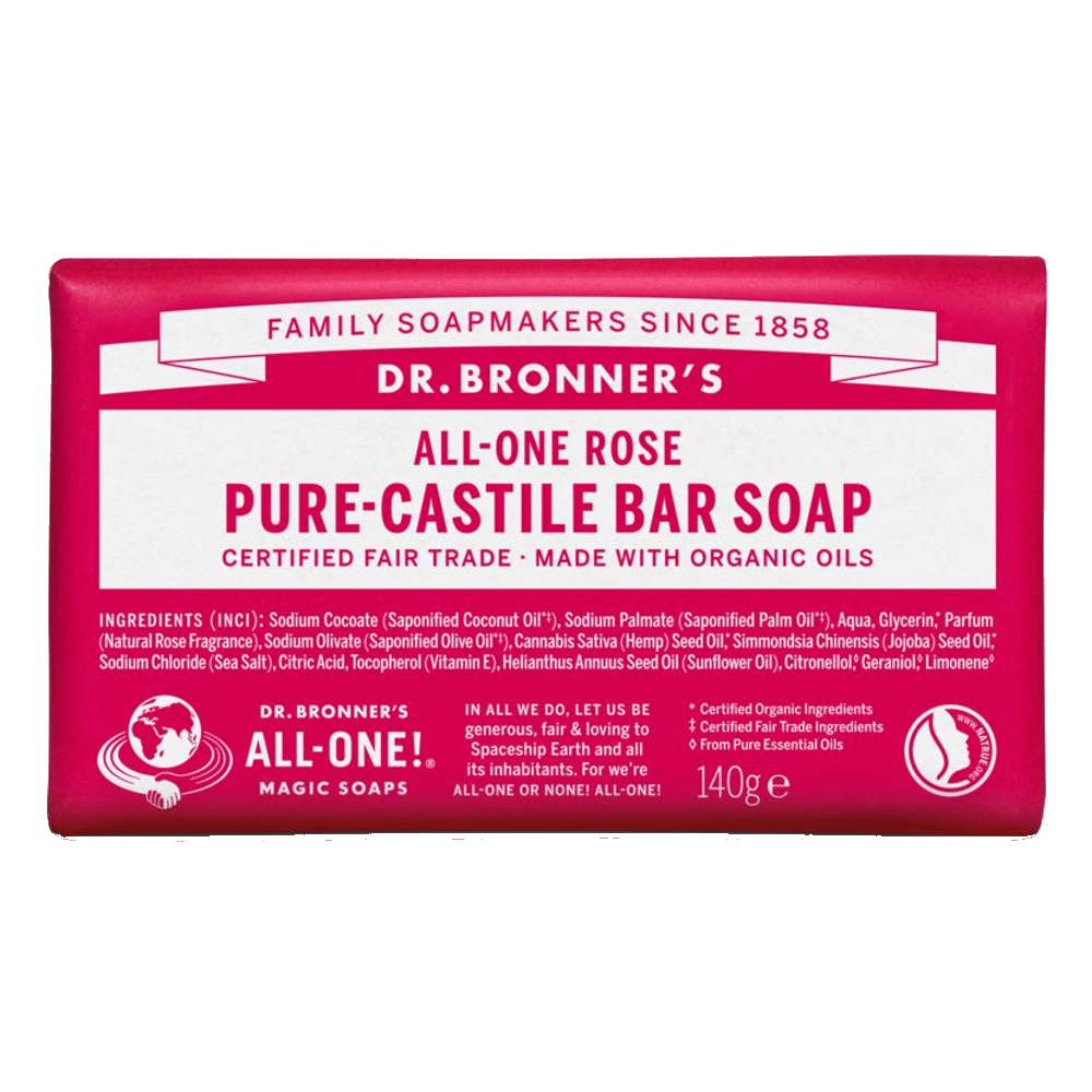 Sabonete Rosa Bio Dr Bronners Sabonete Rosa, com ingredientes biológicos, cosmética vegan