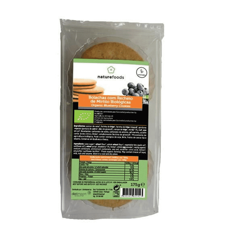 Bolacha Recheada de Mirtilo Bio 175gr Bolachas com Recheio de Mirtilo, biológico, vegetariano