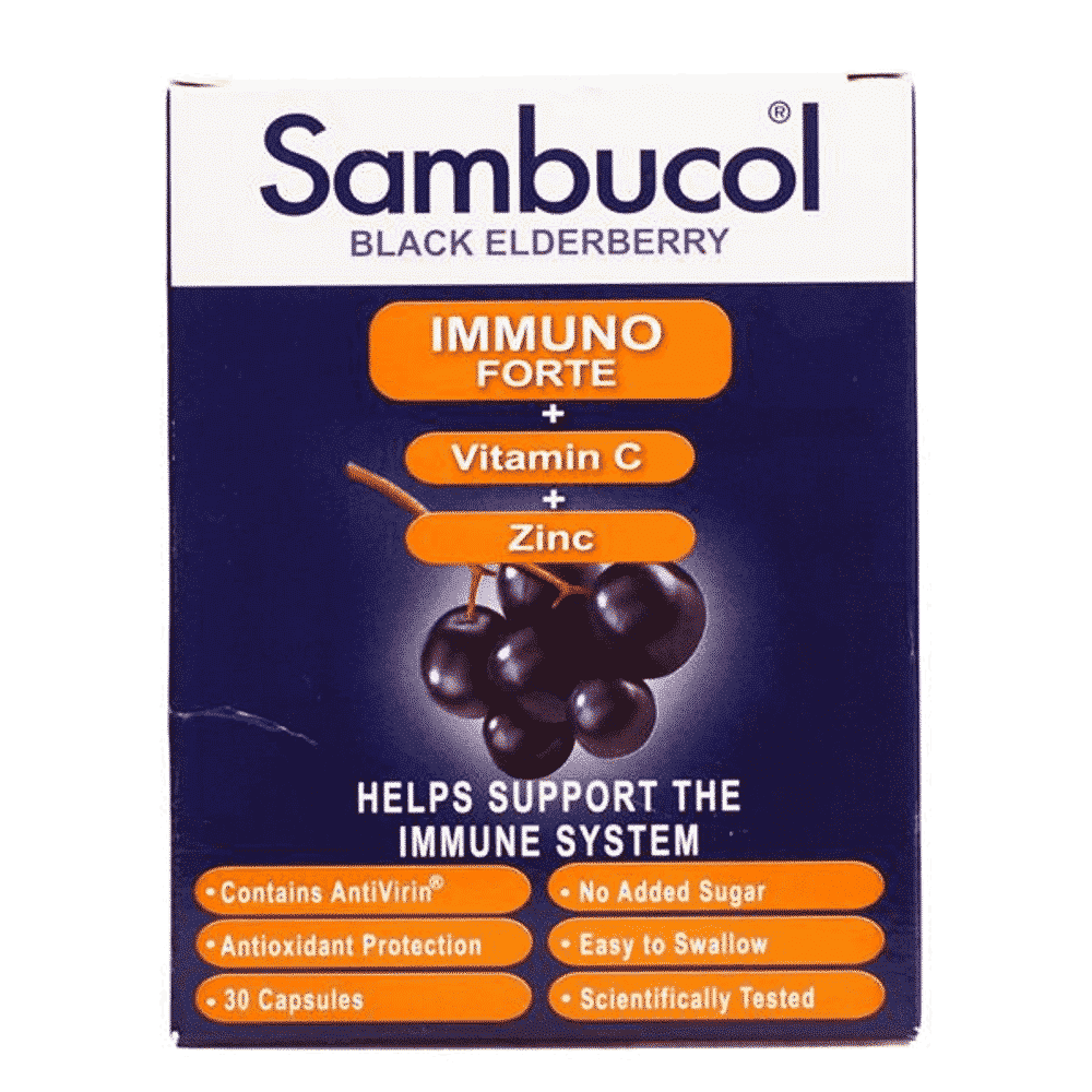 Immunoforte Sabugueiro Vit C Zn 30 Caps Sambucol Sabugueiro Immunoforte + Vitamina C + Zinco Cápsulas