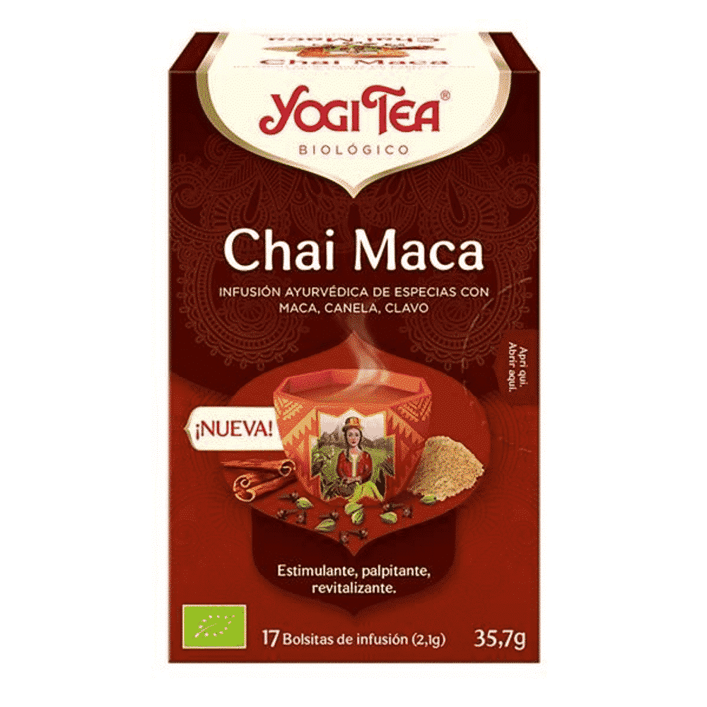 Infusão Chai Maca 17 saq Bio Yogi Tea Infusão Chai Maca, com ingredientes biológicos