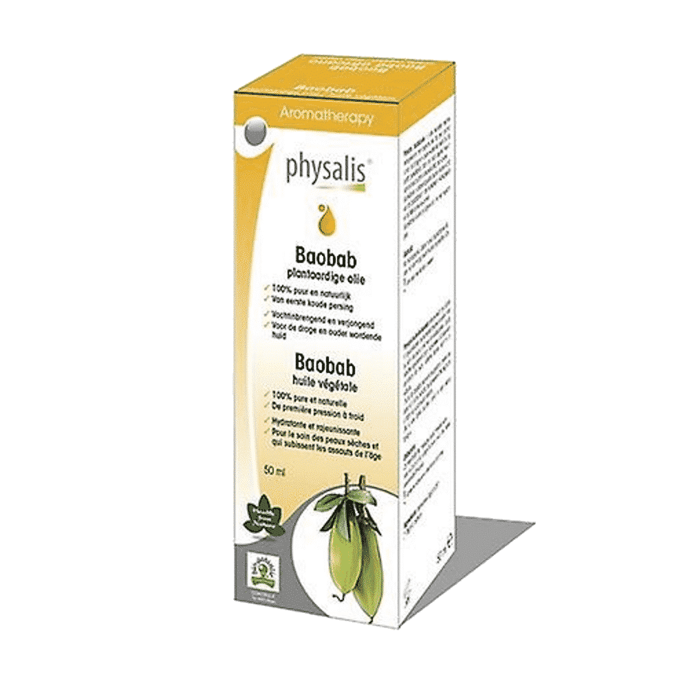Óleo Vegetal Baobá Bio 50 ml Physalis Óleo Vegetal Baobá, com ingredientes biológicos
