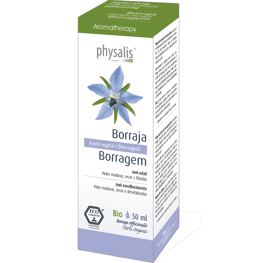 Óleo Vegetal Borragem Bio 50 ml Physalis Óleo Vegetal Borragem, com ingredientes biológicos