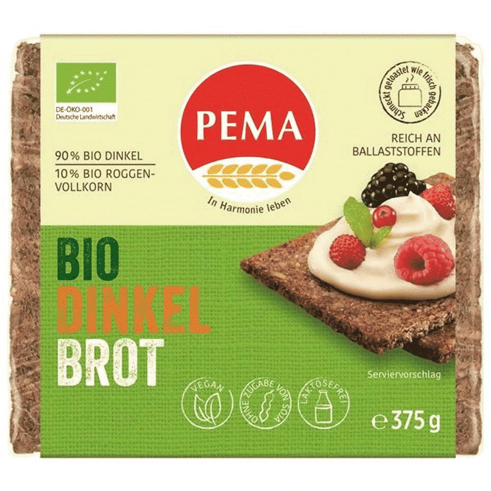 Pão Alemão Trigo Espelta Bio 375gr Pema Pão Alemão de Trigo Espelta Integral, biológico, vegan