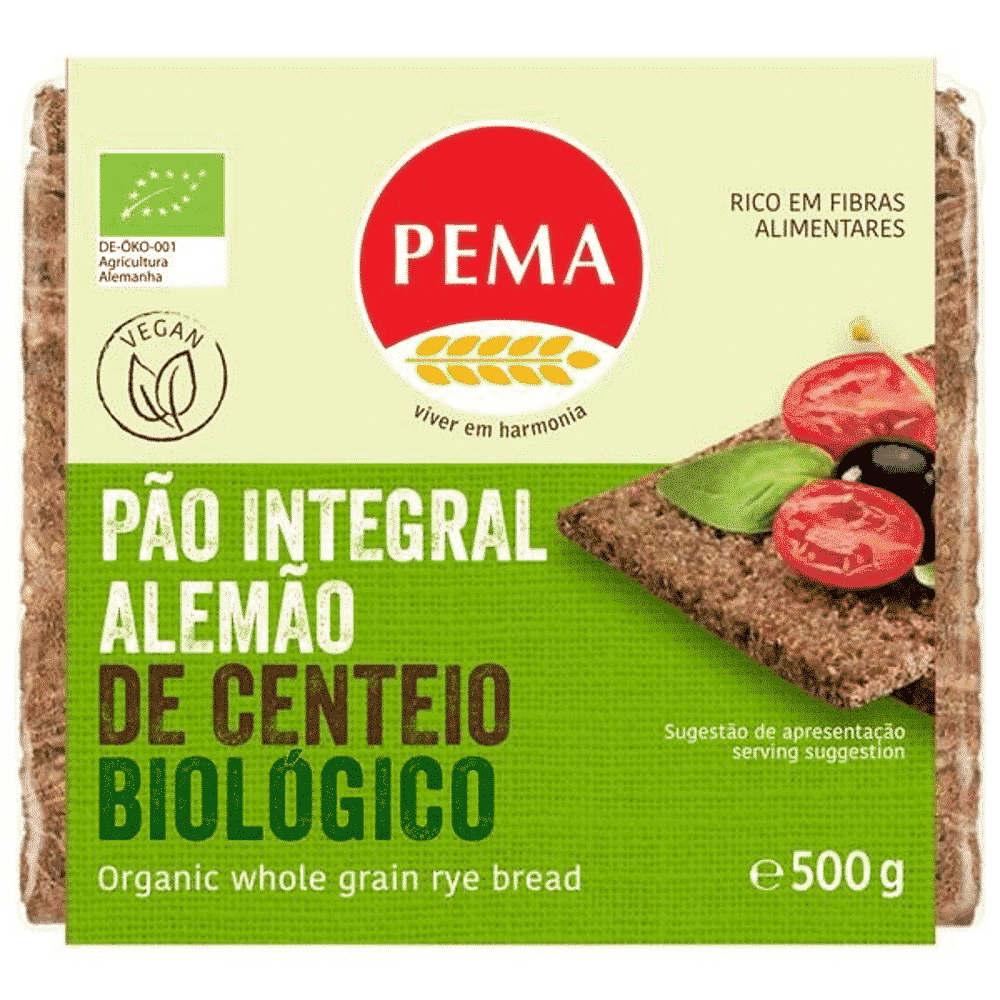 Pão alemão intergal centeio bio 500g Pema Pão Alemão Integral de Centeio Biológico