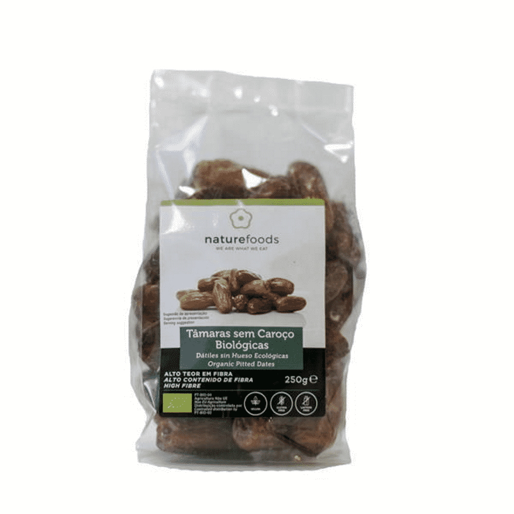 Tamaras S caraço Bio 250gr Tâmaras sem Caroço, com ingredientes biológicos, sem glúten, sem lactose, vegan